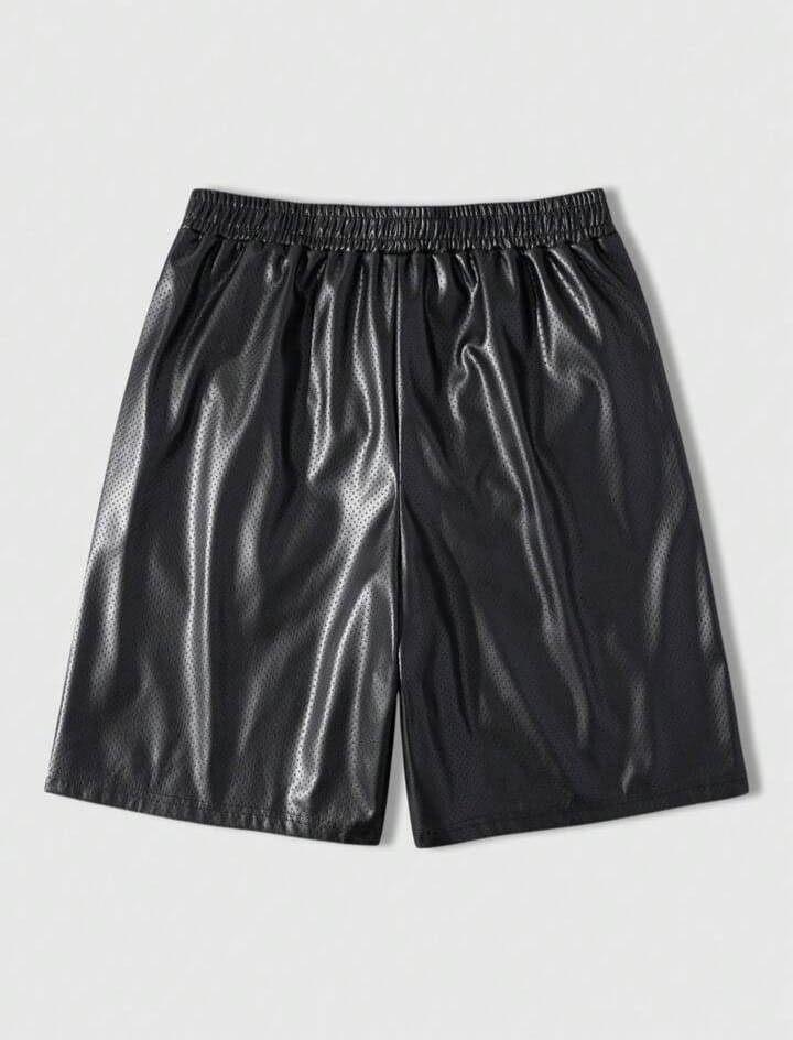 men's Summer Casual Vacation Fashion Street Daily Commute PU Leather Elastic Waist Loose Shorts